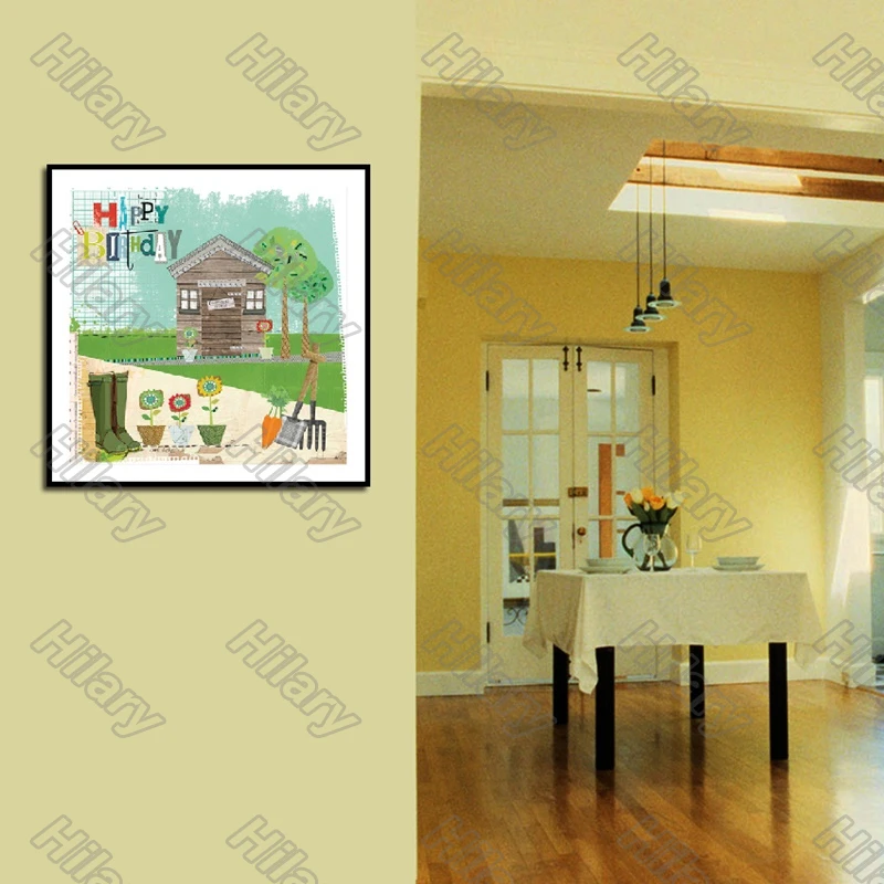

Posters Abstract Cabin Rural Flower Painting and Prints Wall Art Decoration for Living Room and Bedroom 2Pcs Frameless Style