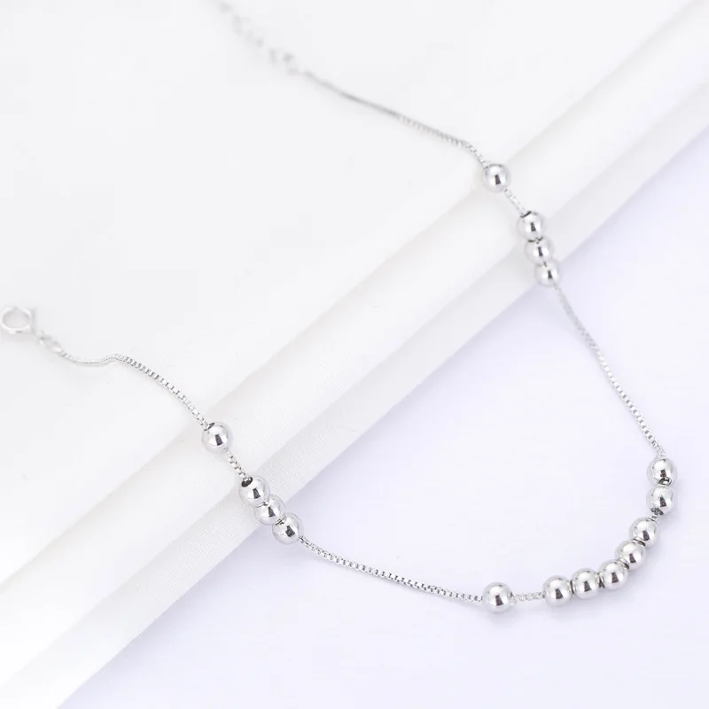New Arrival Fashion 925 Sterling Ladies Silver Anklets Bead Manual Anklet Bracelet For Women &amp Girl Jewelry Gift | Украшения и