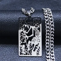 2022 stainless steel tarot satan statement necklace womenmen silver color chain necklace jewelry acero inoxidable n4364s06