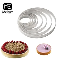 meibum round stainless steel tart ring suit french dessert cheese mousse cake mold fruit cream pie pan bake tools pizza mould