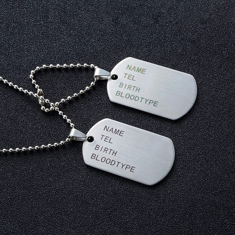 

Military Army Tactical Engraving Name ID Tags Cards Pendant Man Necklace&Pendants Stainless Steel Fashion Keychain Men Jewelry