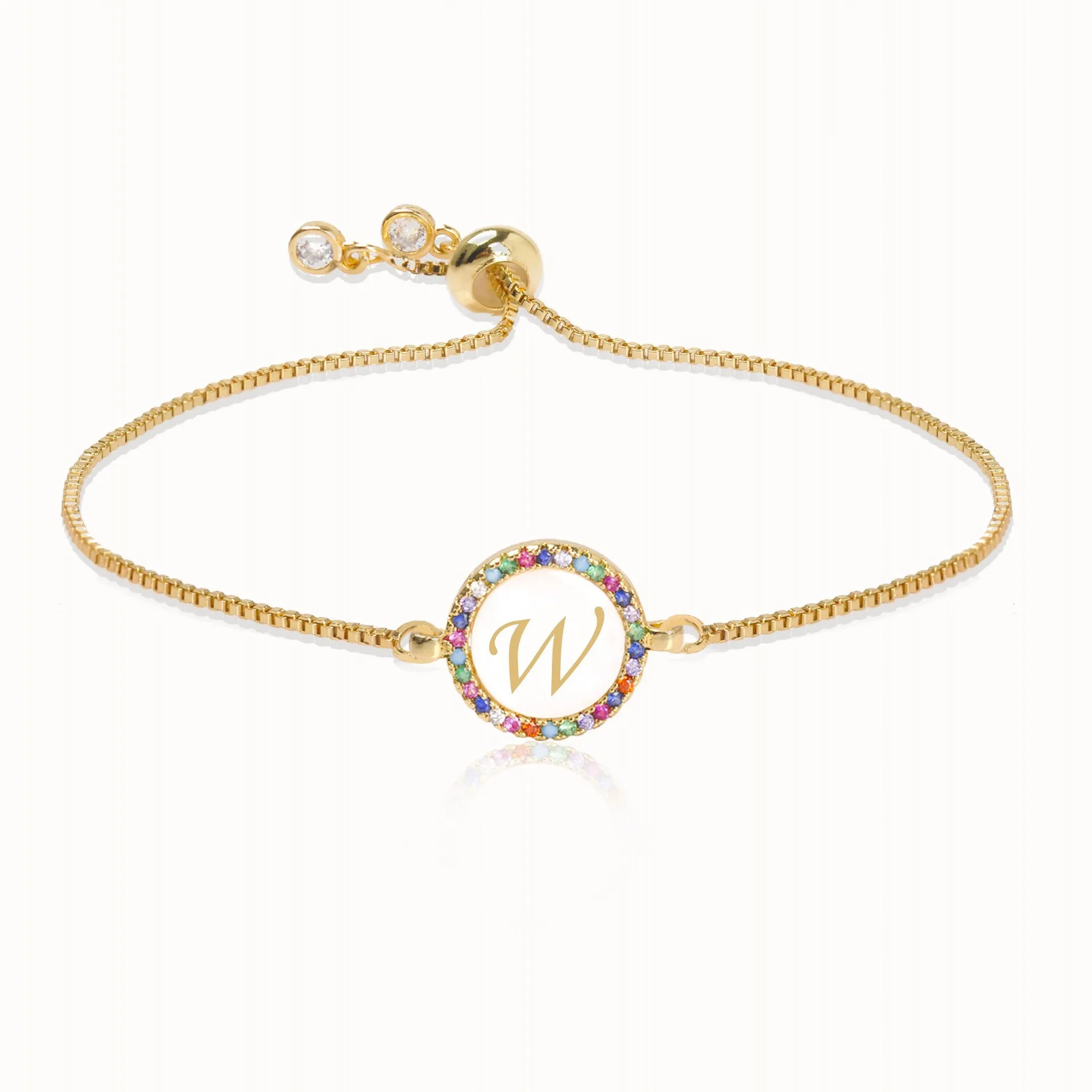 

26 Letters Shell Bracelet Luxury Gold Drawstring Zircon Alloy Women Exquisite Temperament Bracelet Fine Gift Jewelry