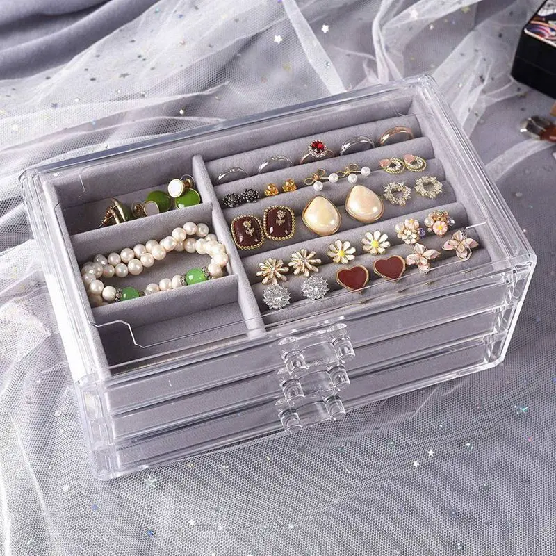 

Jewelry Storage Box Transparent Earrings Earrings Ring Small Jewelry Simple Multi-Frame Acrylic Storage Box