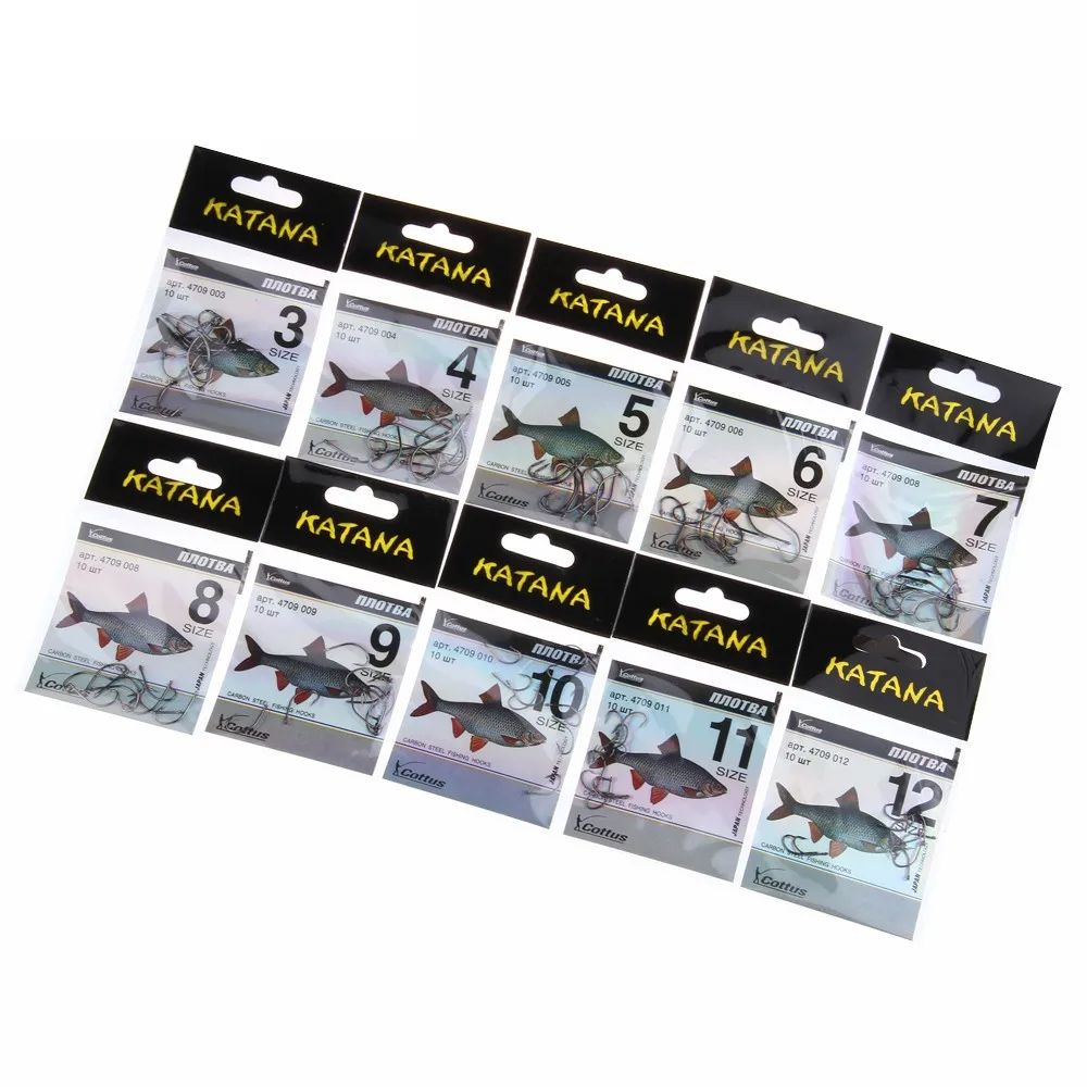 FISH KING KATANA Cottus 50 шт./лот Size3 Size12 рыболовный крючок из углеродистой стали с