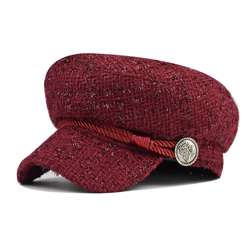 

Fashion Women Men Military Hat Spring Autumn Sailor Hats Black Ladies Beret Caps Flat Top Captain Cap Travel Cadet Octagonal Hat