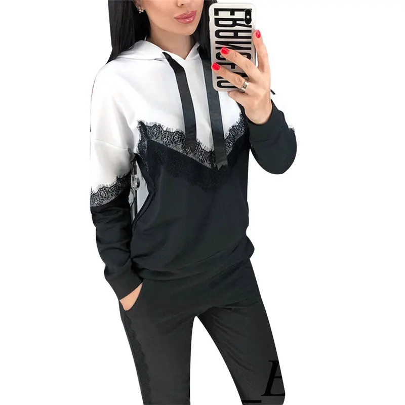 Новинка Женский пуловер комплект из 2 предметов однотонная Кружевная футболка с