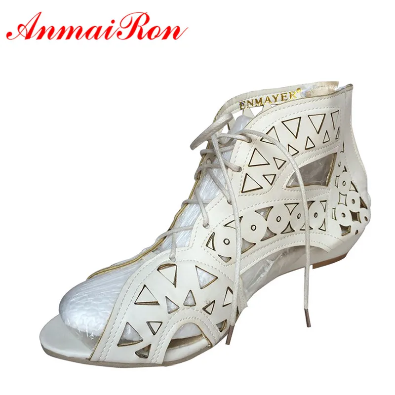 Сандалии ANMAIRON женские на шнуровке богемные Босоножки с открытым носком низкая