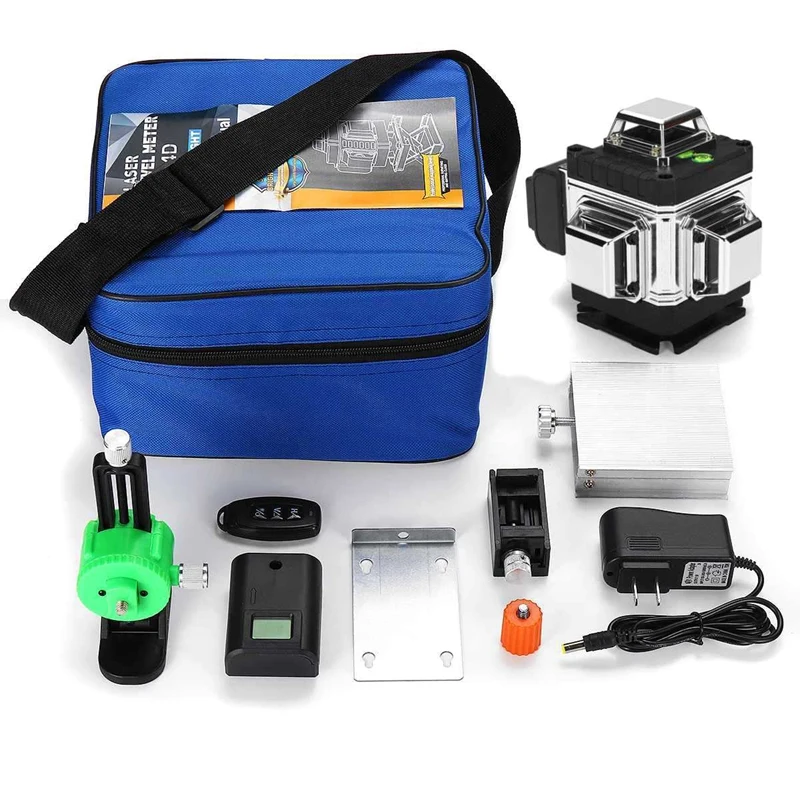 

16 Lines 4D Level,Green Line,Self Leveling, Horizontal Lines &360 Degree Vertical Cross with Battery for Outdoor