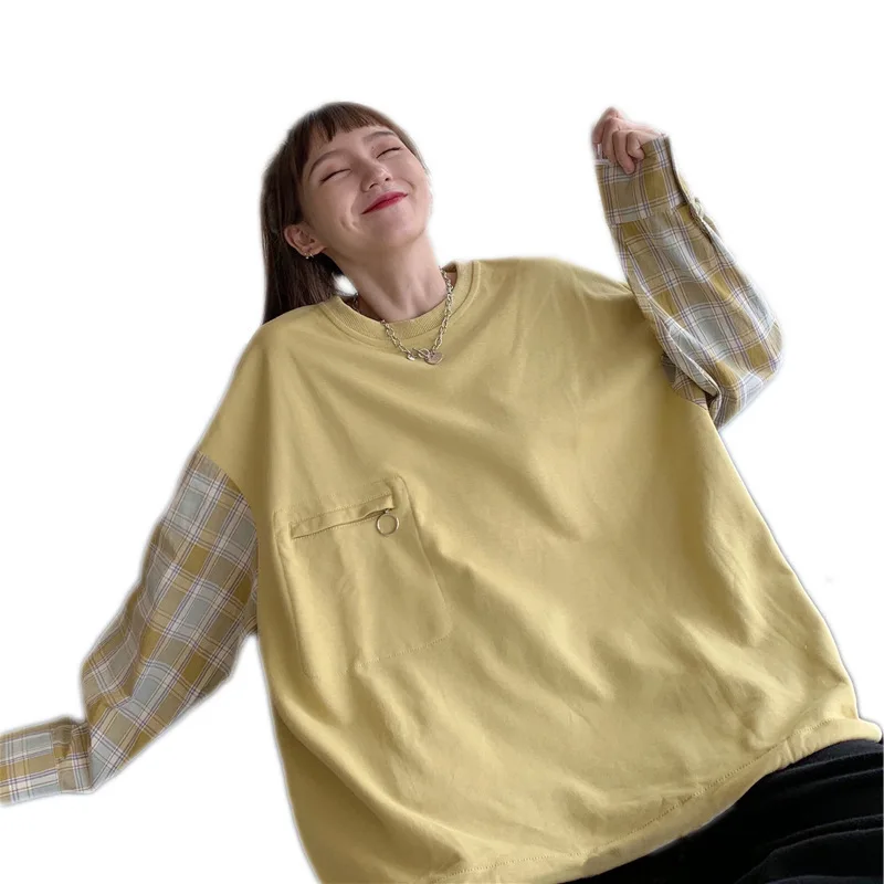 

6535 cotton 2021 new autumn version of the Korean of the lad-colored round collar thin women's zipper pocket student tide