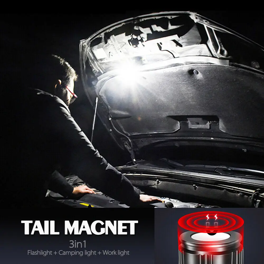 

New 8000LM Multifunctional LED Flashlight 4mode USB Rechargeable battery Powerful COB Zoom torch linterna tail magnet Work Light