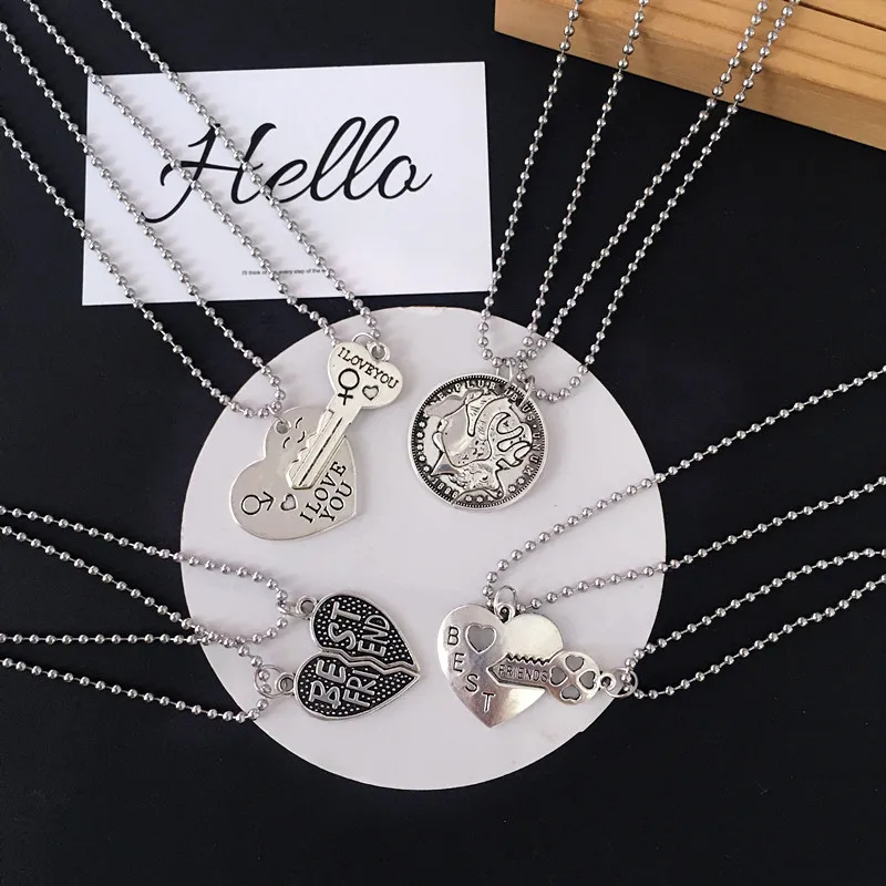 2 шт. Новая модная подвеска в виде сердца пара из нержавеющей стали ожерелье для