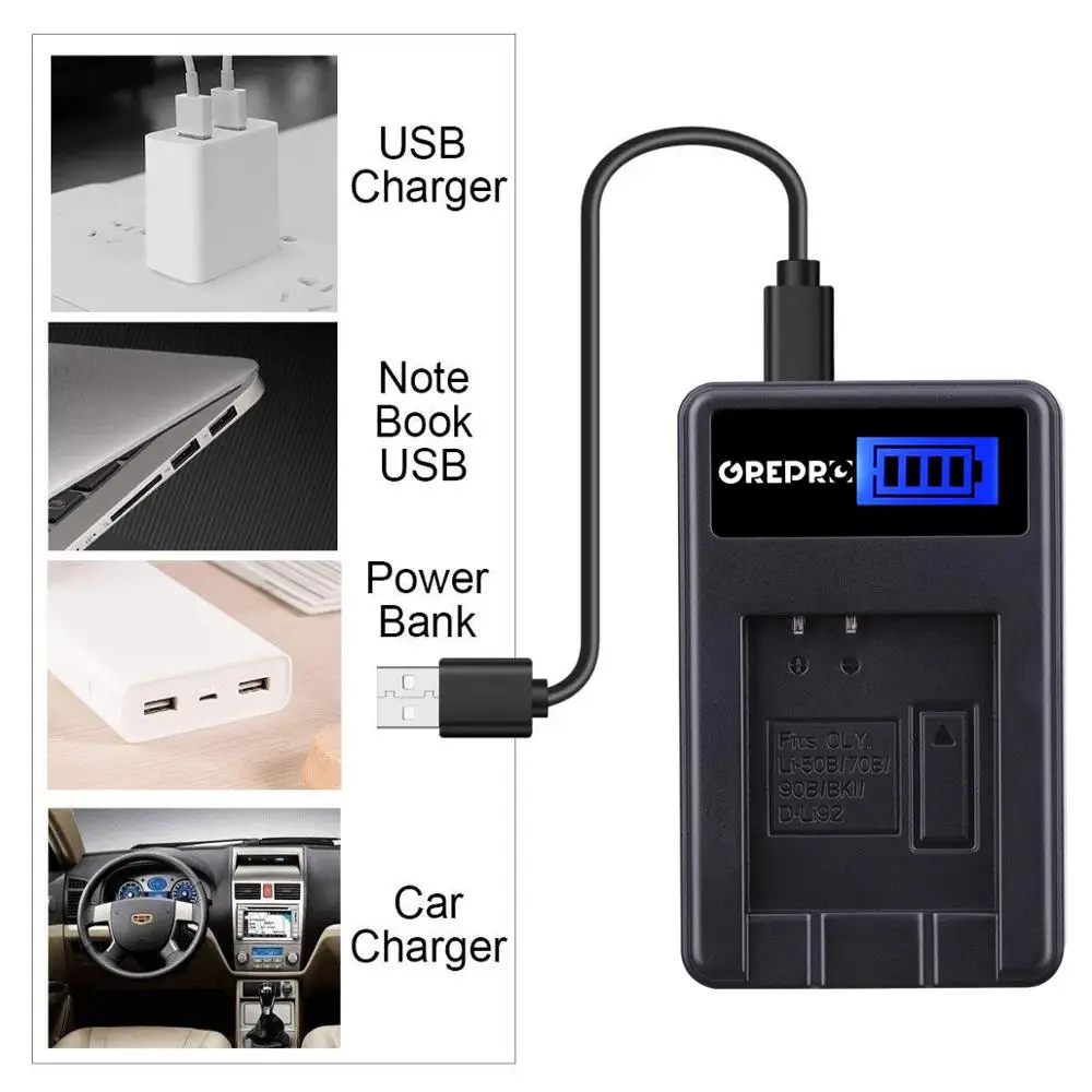 Li 50B D Li92 Li50B батарея + ЖК зарядное устройство USB для OLYMPUS SP 810 800UZ u6010 u6020 u9010 SZ14 SZ16 D755 u1010 SZ30 SZ20|Цифровые