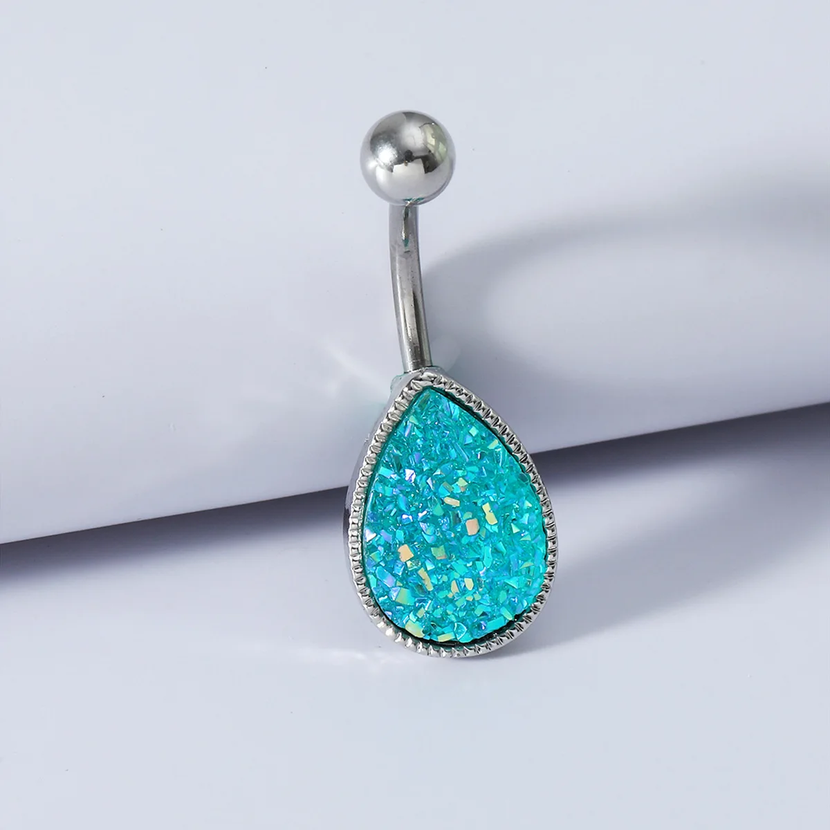 Кольцо-пуговица с блестками в форме капли воды для пирсинга женское бижутерия