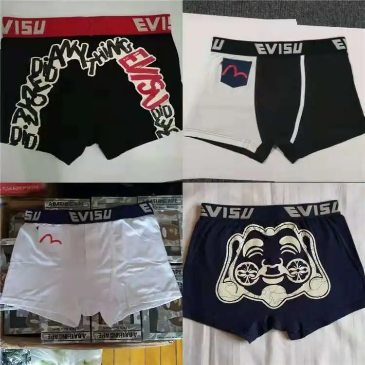 Новые полки Аутентичные Evisu повседневные мужские Tide бренд-Боксер Дышащие Боксеры хлопок печати мода боксер короткий жилет