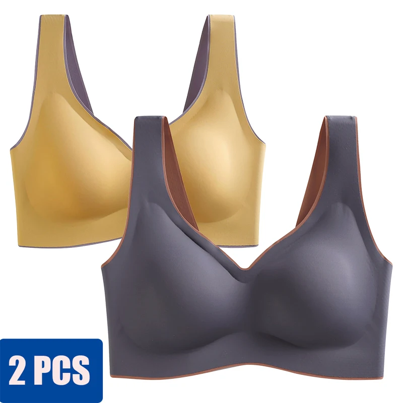 2 шт. бесшовный бюстгальтер пуш ап бюстгальтеры для женщин из латекса сексуальный