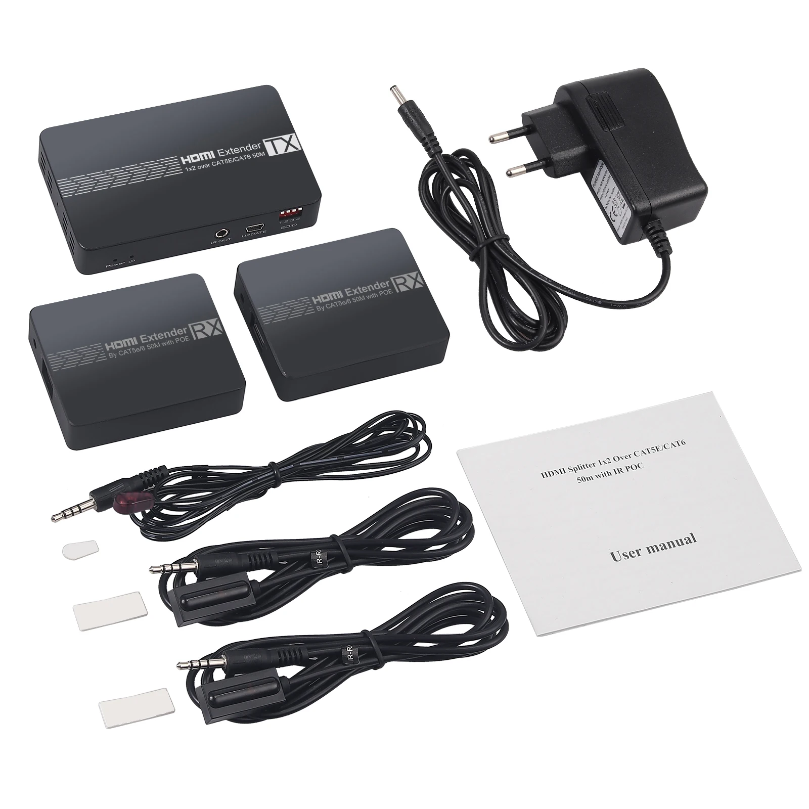 Neoteck HDMI-Compatible Extender Splitter 1 to 2 Over Ethernet Cat6 Cat7 Cable Up 50M with IR Remote Control EDID 1080P | Электроника