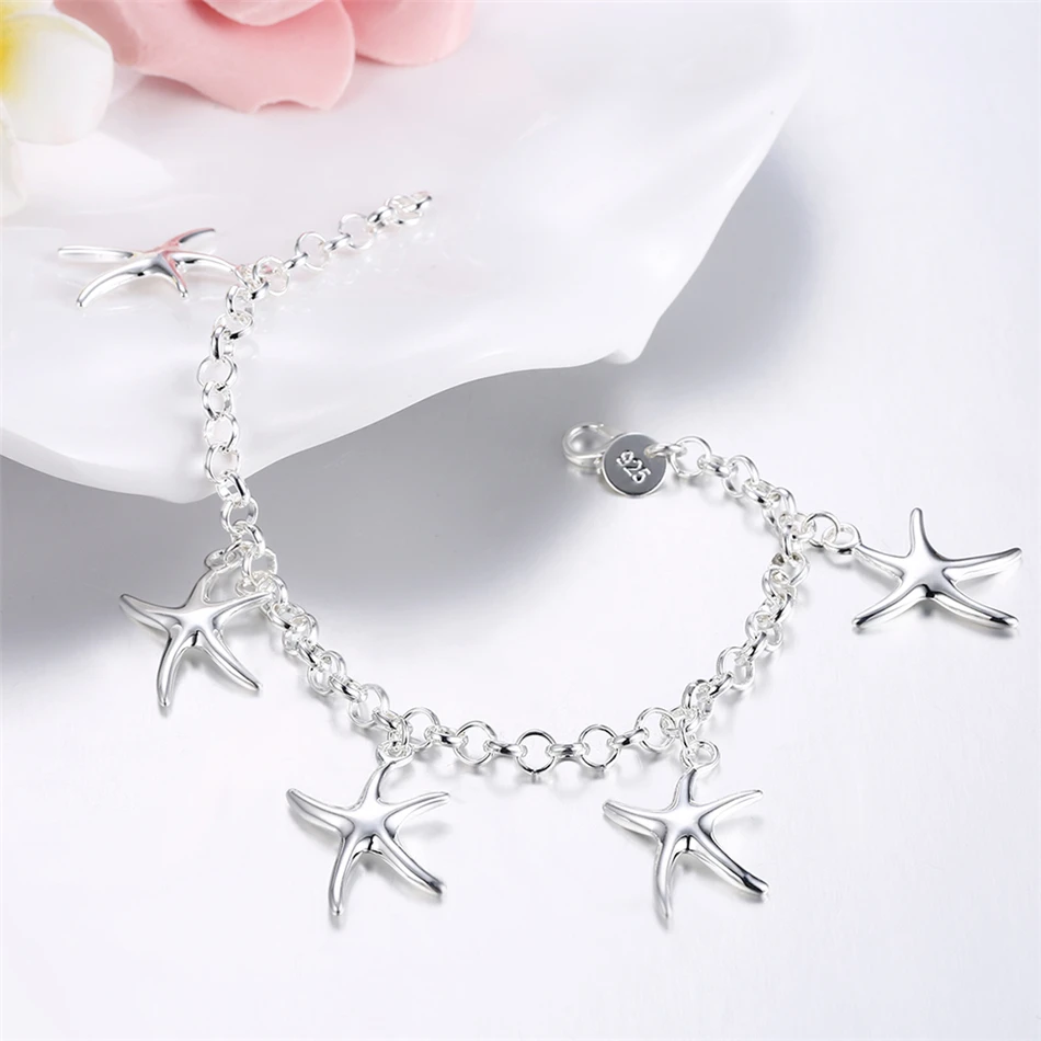 Женский браслет DOTEFFIL из серебра 925 пробы с пятью морскими звездами|sterling silver
