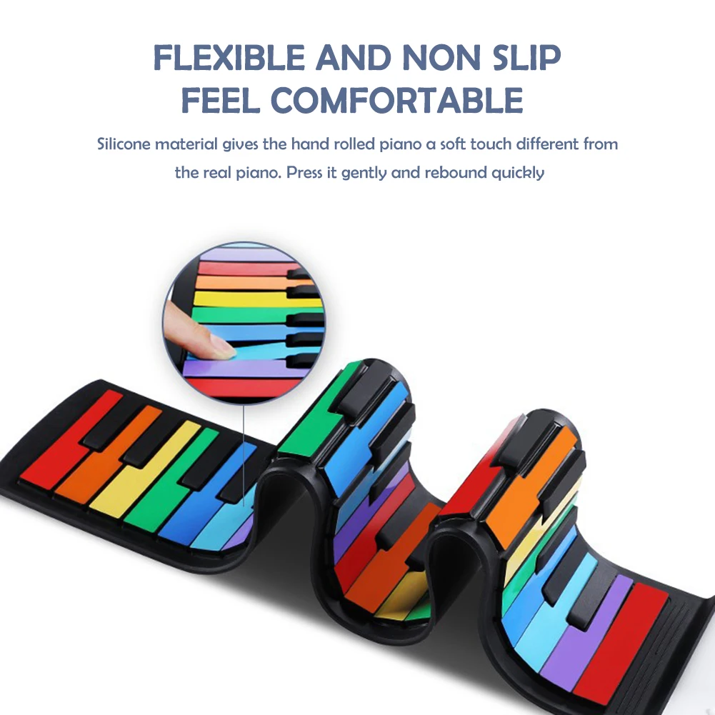 

49 Keys Digital Keyboard Flexible Roll Up Piano Gift with Loud Speaker Electronic HandRoll Piano Music instrument for Kids Child
