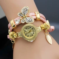shsby fashion women rhinestone watches ladies rope strap gold alloy butterfly bracelet quartz wristwatches women dress watches