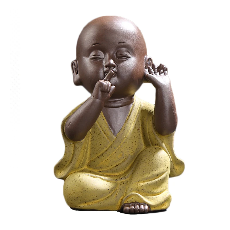 

Tea Pet Three Not Monk Decorative Ceramic Characters Set up Table Accessories Home For Life Room