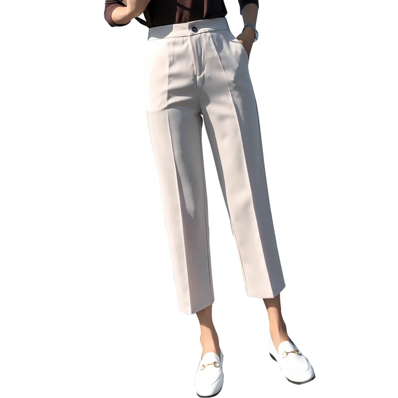 

Spring Cropped Women Pants Baggy Straight Trousers Business Vertical Cigarette Pants Casual Student Pants