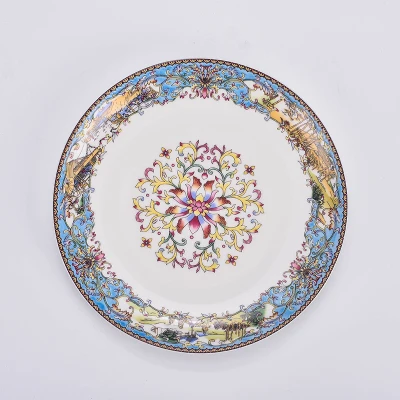 Тарелка для стейка отеля керамическая тарелка в стиле ретро с золотой отделкой