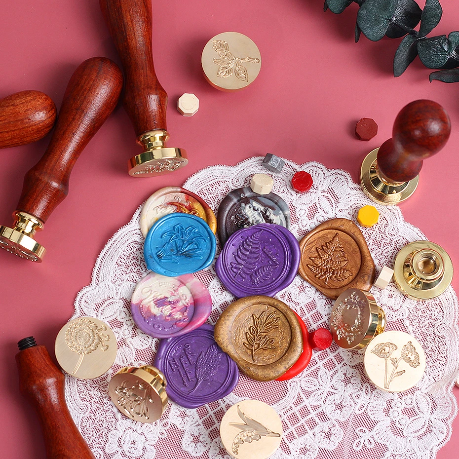 

Plant Flower Seal Wax Seal Stamp Retro Antique Sealing Wax Scrapbooking Stamps HEAD Wedding Decorative Invitation 1pcs