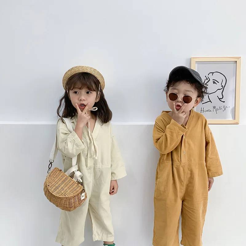 2020 новые весенние вельветовые комбинезоны в Корейском стиле для маленьких