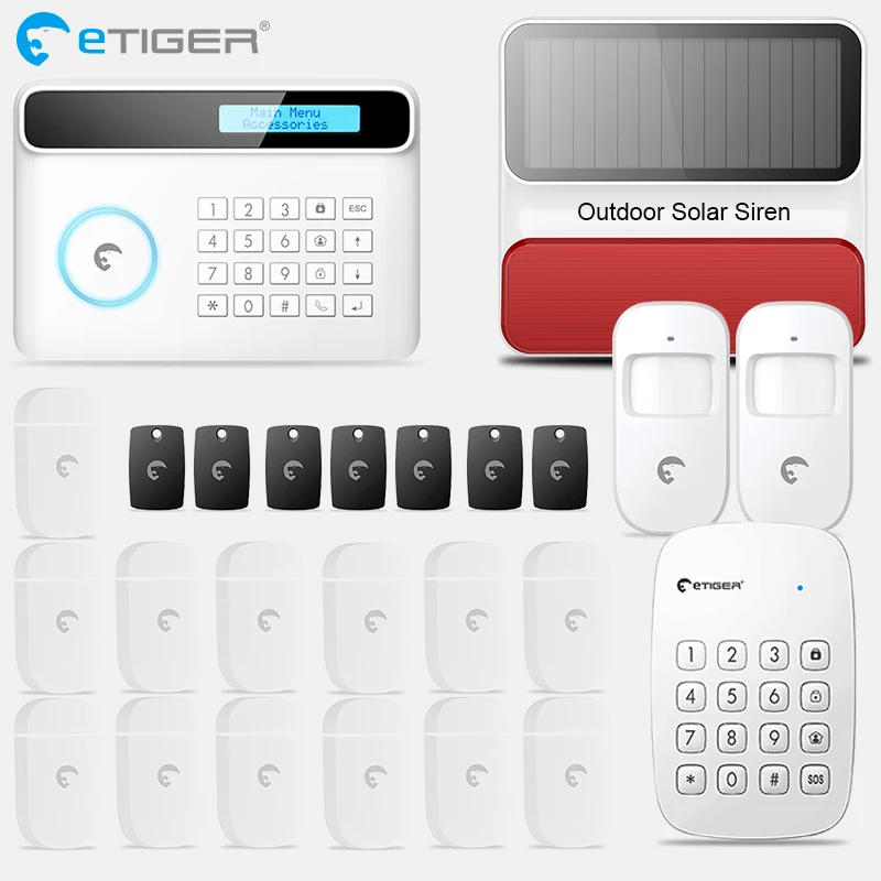 Etiger S4 Беспроводная Gsm/Pstn домашняя охранная сигнализация Pir детектор движения на