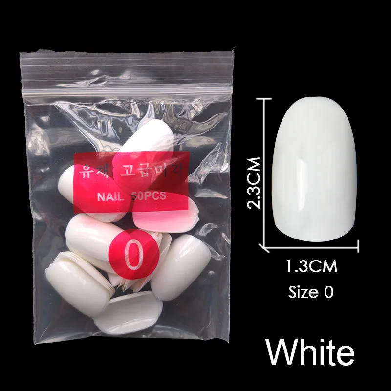 White-Size-0 Купите некоторые размеры s коротких круглых накладных гвоздей полный размер ногтей 0 1 2 3 4 5 6 7 8 доступны 3 цвета накладные ногти для ногтей DIY - Цвет: White-Size-0