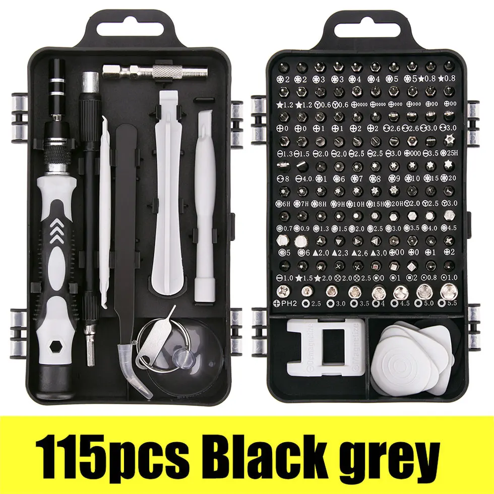 black-115 IN 1 Vastar 115 в 1 Набор отверток мини Прецизионная отвертка мульти компьютер ПК устройство для мобильного телефона ремонт ручные домашние инструменты - Цвет: black-115 IN 1