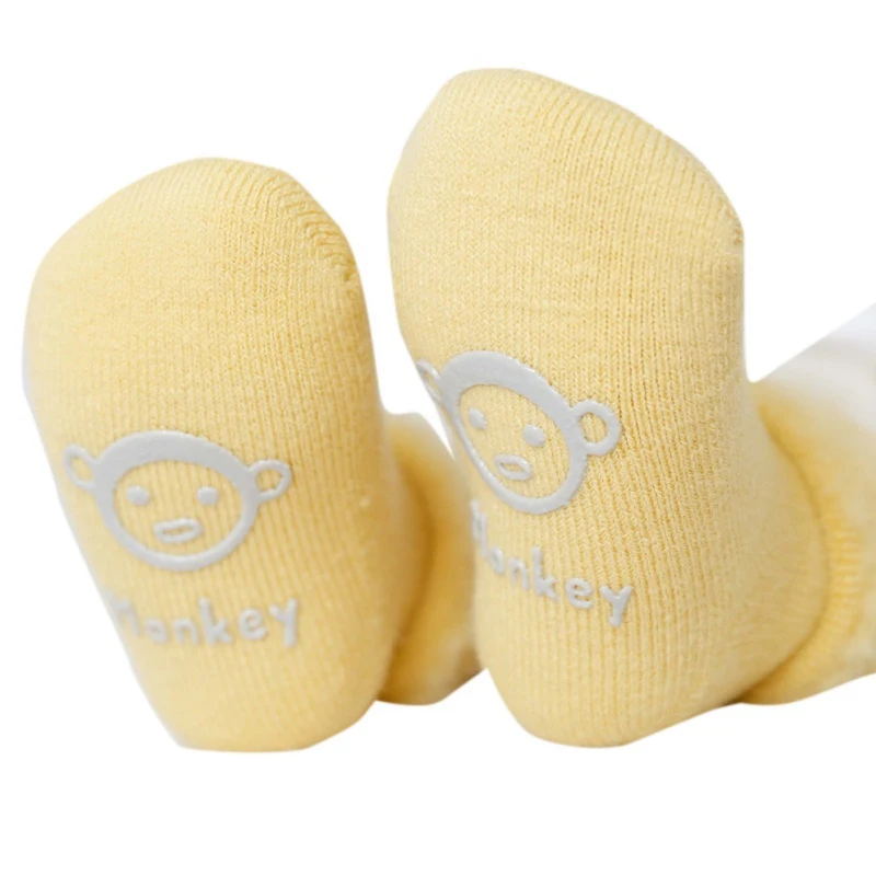 Носки для малышей однотонные мягкие носки с подошвой Нескользящие маленьких