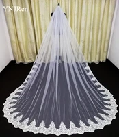 real photo high quality 3 meter one layer elegant luxury long wedding veil bridal veils sequins lace veil with metal comb