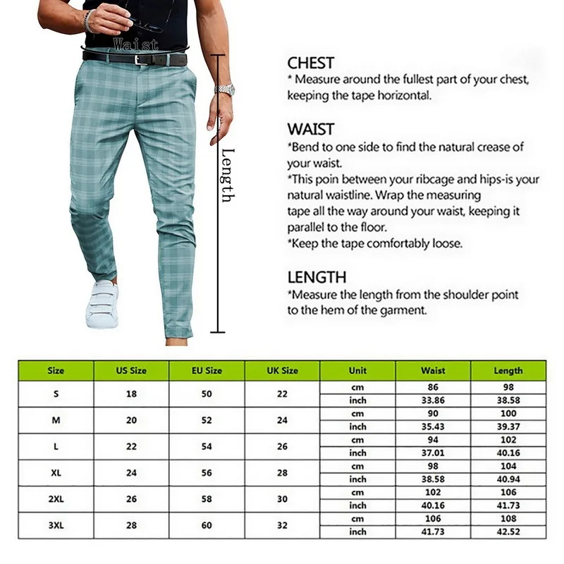 

2021 Men Smart Casual Pants Men Clothing Plaid Pencil Pants Men Clothing Spring Summer Long Trousers Male Newest