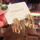 Женские трехслойные серьги из сплава, золотистые и Серебристые аксессуары для ушей, Лидер продаж 2022