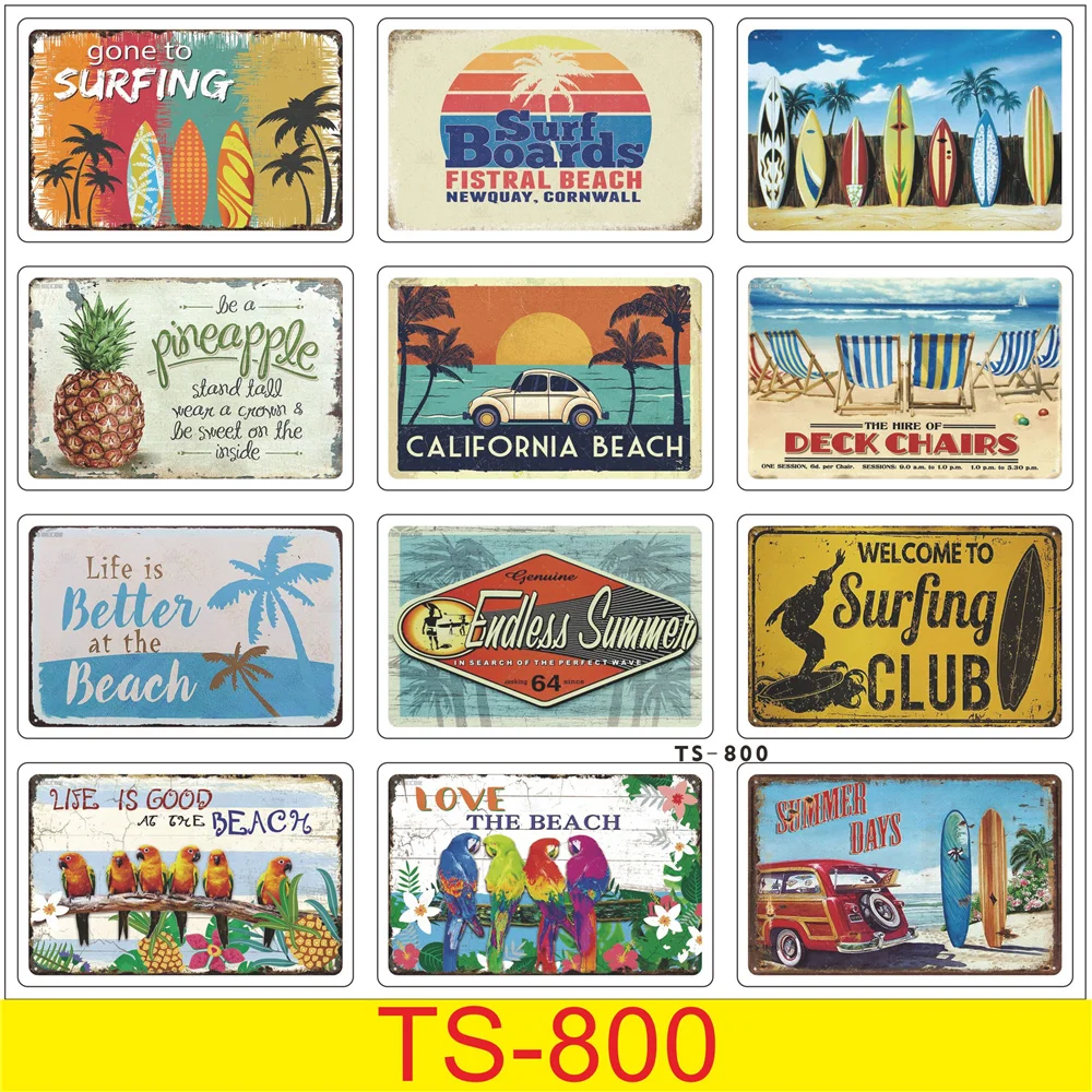 

12pcs Hawaii Beach Summer Wall Retro Surfing Stickers Guitar Skateboard Suitcase Decorative Sticker Toys for Children