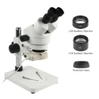 Бинокулярный промышленный стереомикроскоп с непрерывным увеличением 3,5x-90X + вспомогательная линза объектива 0,5x 2X + 56 светодиодов