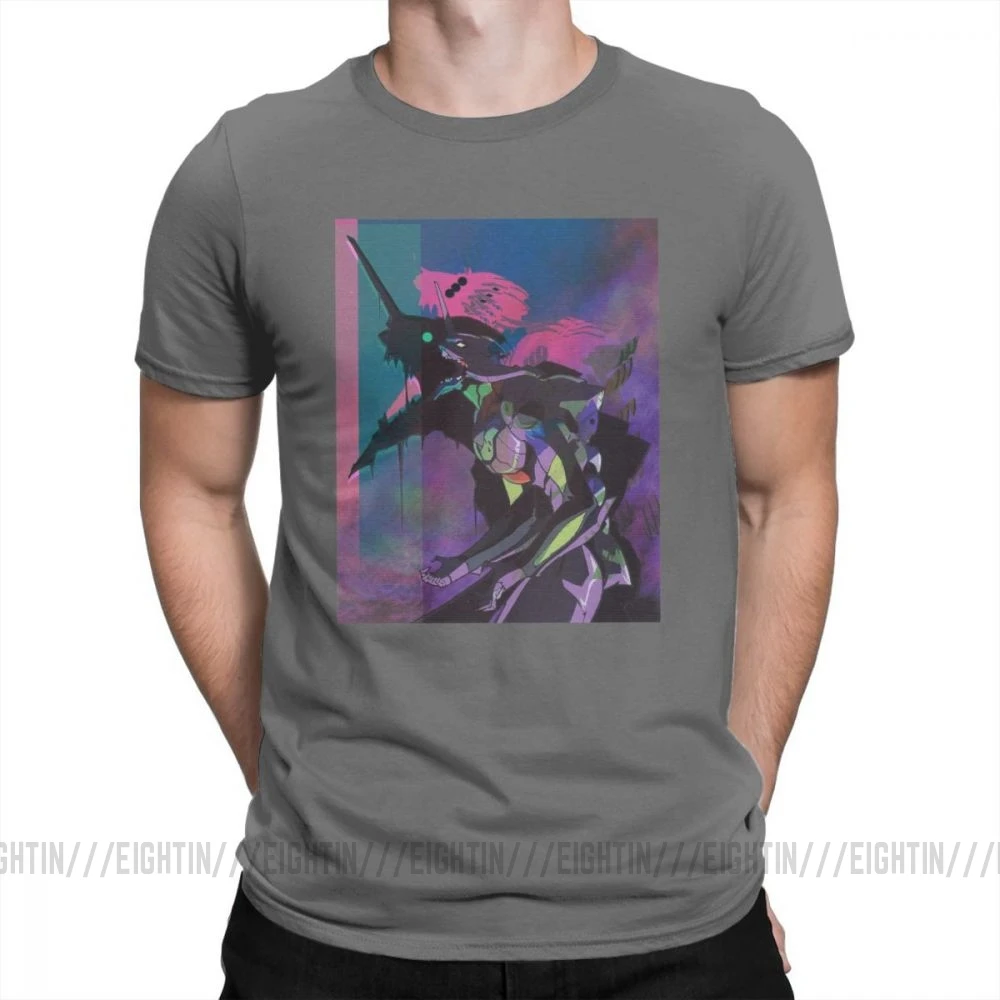 Evangelion Vapor единица 01 Повседневная футболка мужская одежда с короткими рукавами белая футболка из хлопка с круглым вырезом - Цвет: Темно-серый