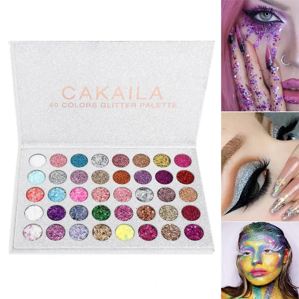 

12ml Nice-looking Makeup 40 Colors Sequins Eyeshadow Palette Multicolor Cosmetic Eyeshadow Palette Waterproof for Female