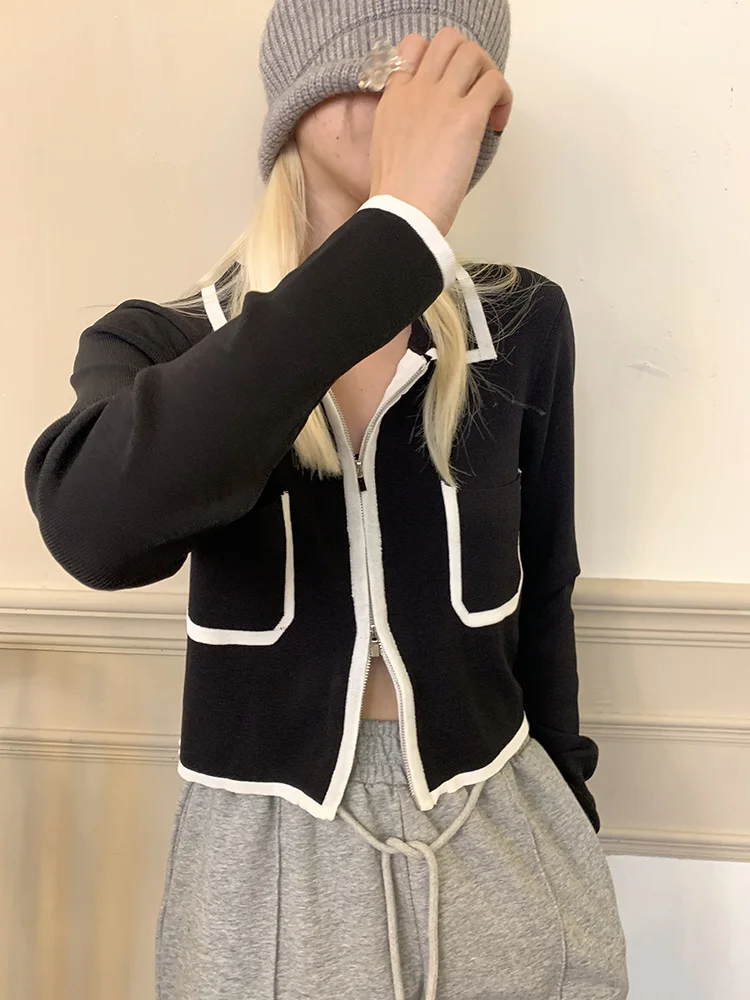 

Свитер женский дизайнерский на раннюю осень, 2021, модный топ, короткий вязаный короткий кардиган для ленивых, пальто, женские свитера