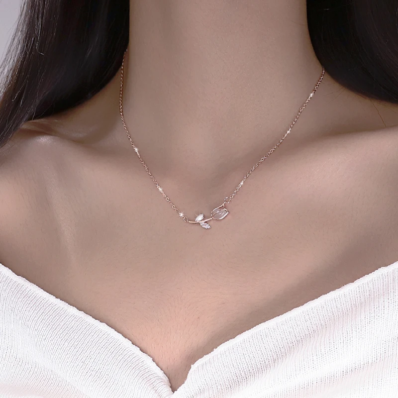 

Женское ожерелье из серебра 925 пробы с подвеской в виде листа розы