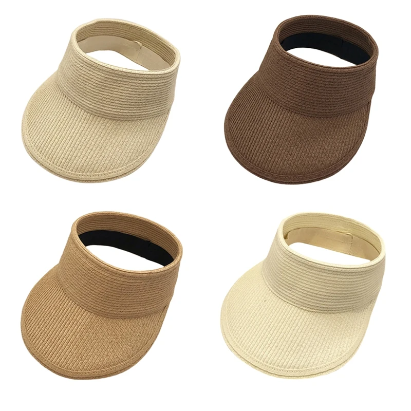 

Magic Tape Panama Women Straw Hat Empty Top 2021 Hot Women's Summer Hat Sun Protection Outdoor Sports Fishing Beach Chapeau