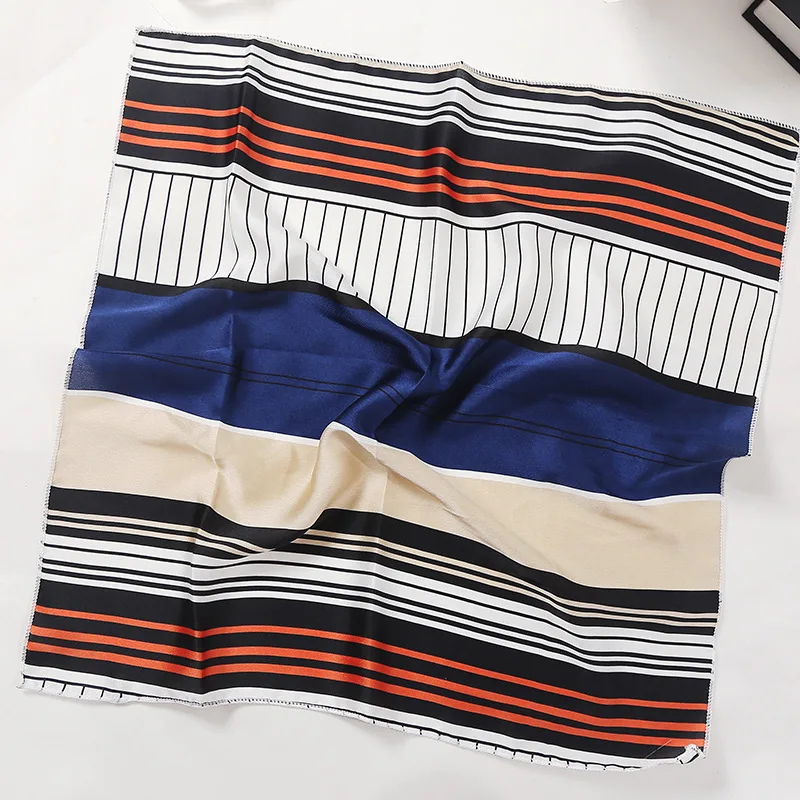 

2021 Fashion Kerchief Silk Satin Neck Scarf For Women Print Hijab Scarfs Female Square Shawls and Wraps small Scarves For Lady