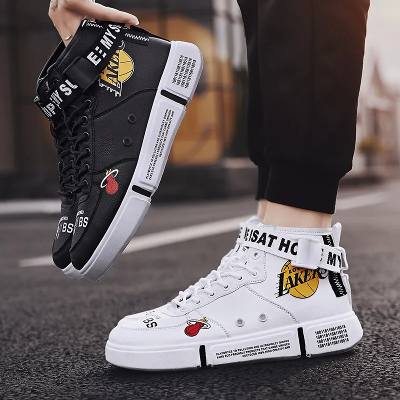 

Fashion Painting White Platform High top Men Sneakers Non-slip Superstar Mens Sport Shoes Warm Winter Sneakers zapatillas hombre