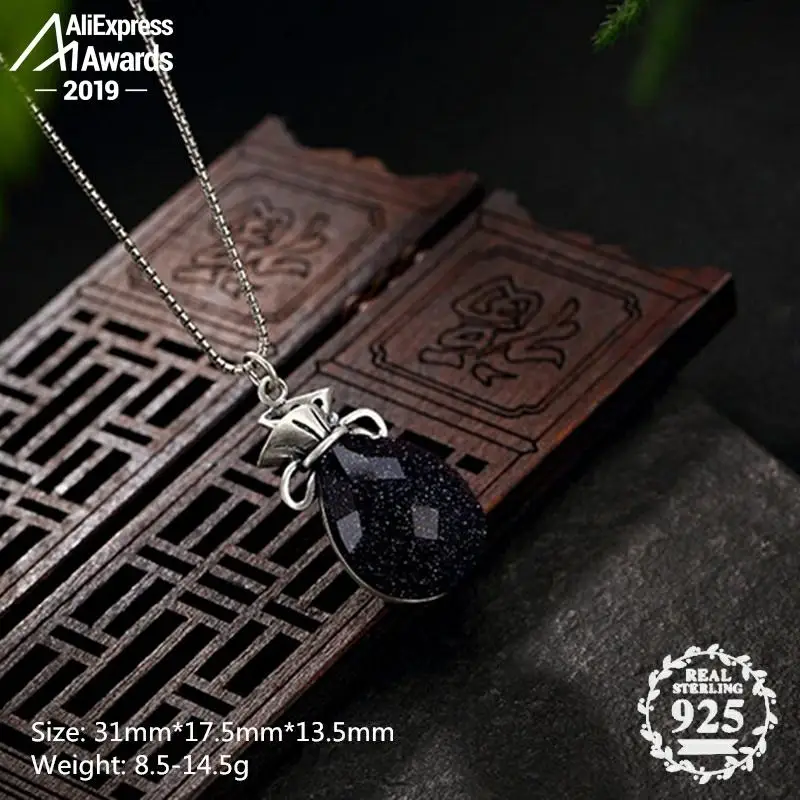 NOT FAKE Poland S925 Fine Antique shop store Sapphire Pendant Women Chinatown art handicraft Artisan Lazuli Blue India | Украшения и