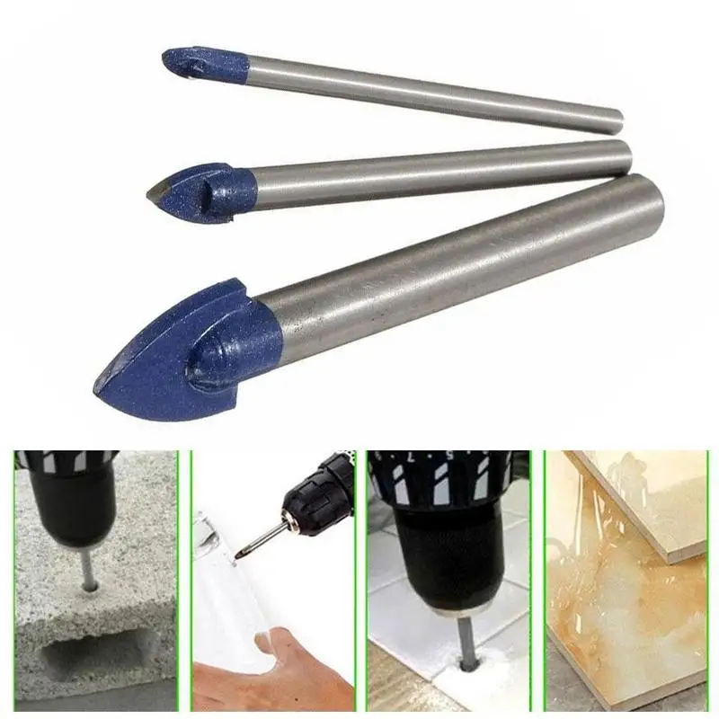 

Carbide Triangle Spear Point Head Mirror Ceramic Marble Glass Drill For Glass Tile Bit 4-12 Drill Plastic Tile Bit mm Ceram R6B9