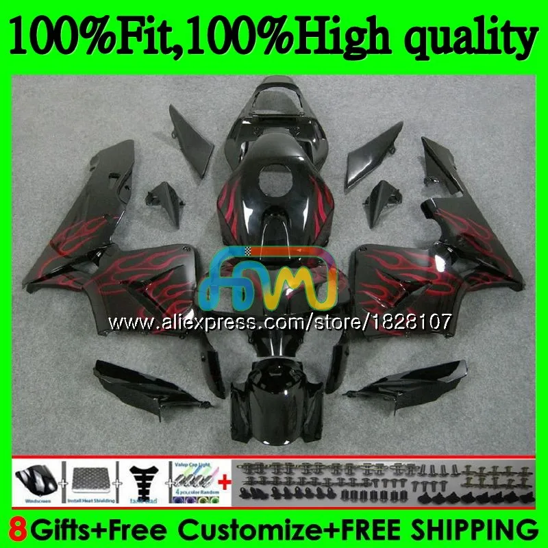 

Injection For HONDA CBR 600RR 600F5 600CC F5 03 04 108BS.50 CBR600RR CBR600F5 Red flames CBR 600 CBR600 RR 2003 2004 Fairings