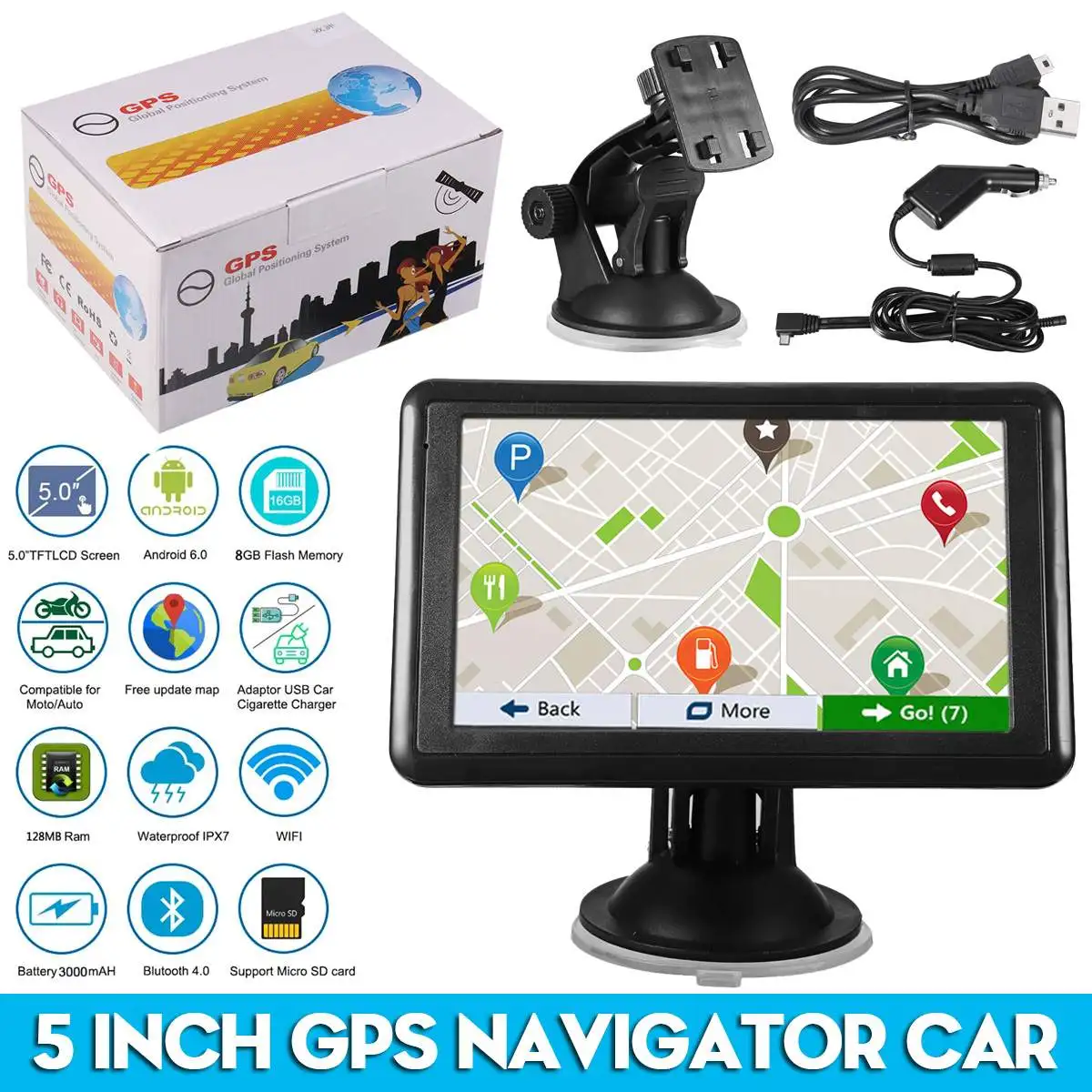 7-дюймовый HD Автомобильный грузовик GPS-навигатор 128M RAM 8gb сенсорный экран