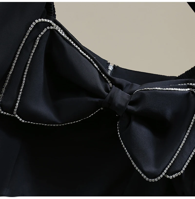 

Blusas Mujer Bow Diamond Square Collar Zipper Shirt for Women 2021 Summer Korean Style Short Puff Sleeve Solid Color Blouse
