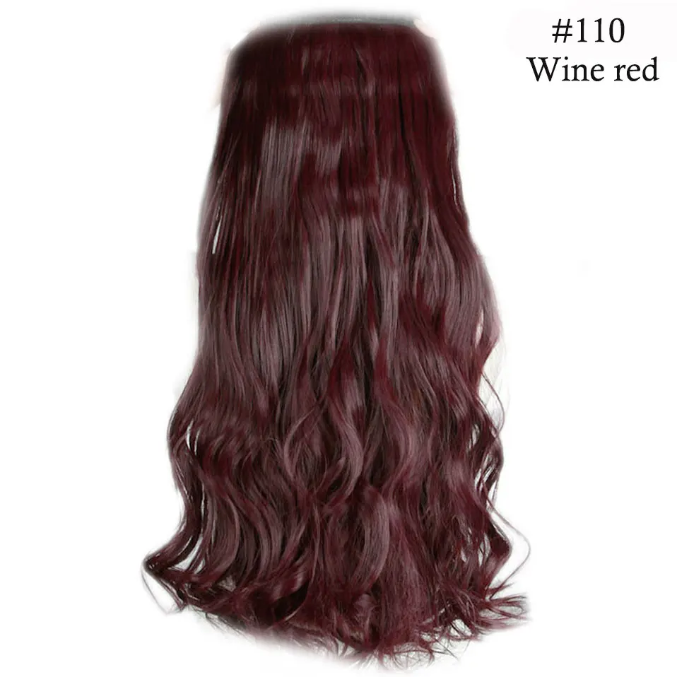 wine red S-noilite, 47 цветов, 24 дюйма, длинные волнистые женские волосы на заколках, цельные синтетические волосы для наращивания, черный, коричневый, накладные волосы на заколках для женщин - Цвет: wine red